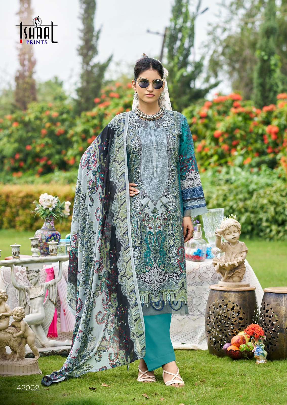 ISHAAL PRINTS GULMOHAR VOL 42 LAWN COTTON SALWAR SUIT WITH COTTON DUPATTA SET EXPORT ISHAAL PRINTS GULMOHAR VOL 42 LAWN COTTON SALWAR SUIT WITH COTTON DUPATTA SET EXPORT